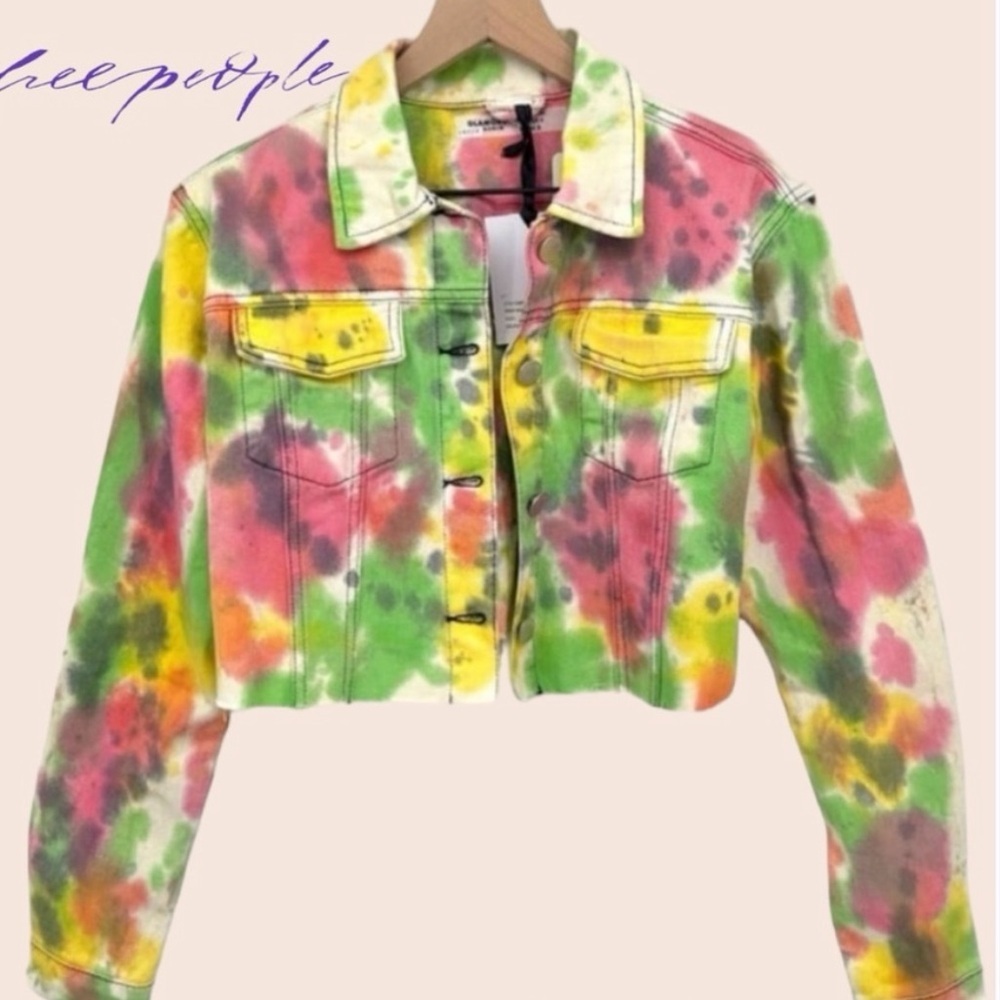 Free People Multicolor Tie-Dye Cropped Jacket - Picture 5 of 5
